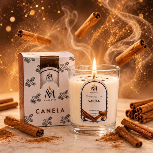 Vela Aromática Premium Canela MUNDOVEL 170g | Aroma Relajante para Hogar y Decoración