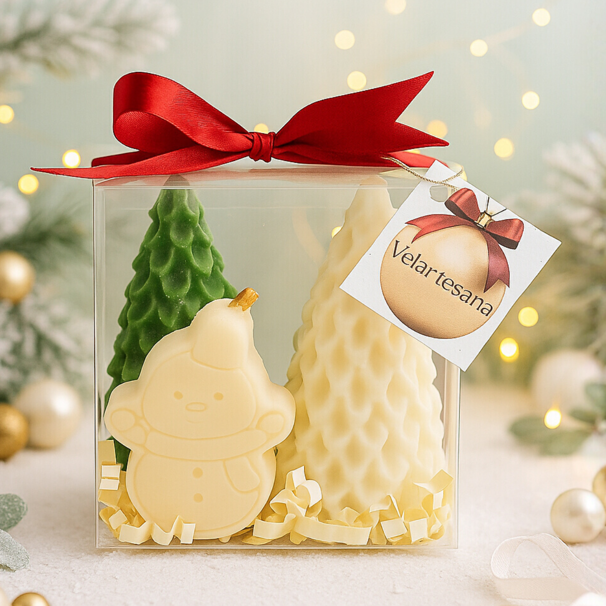 CAJA 6 UNIDADES Velartesana  Pino Nevado y Muñeco de Nieve