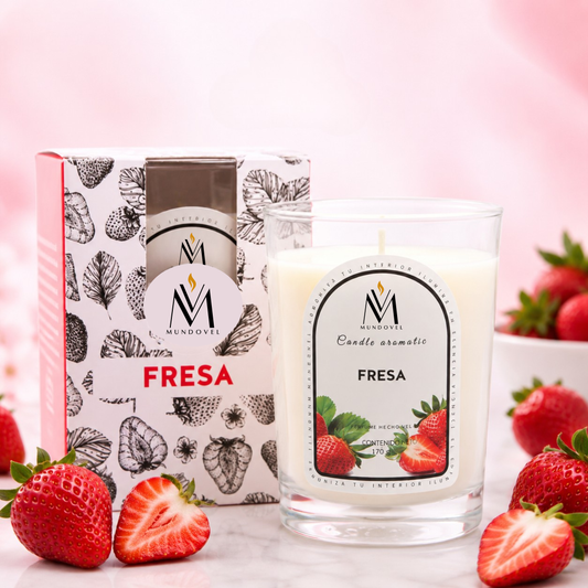Vela Aromática de Fresa MUNDOVEL 170 g | Fragancia Dulce y Duradera